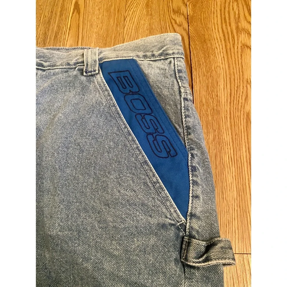 Boss Jean Shorts VTG Distressed Side Spell Outs‎ Men's Sz 38 Faded Look Y2K